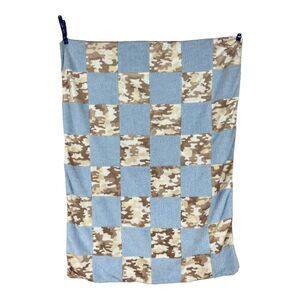 Cocalo Baby Blanket Blue Tan Camo Patchwork Checkerboard Nursery Soft Camouflage